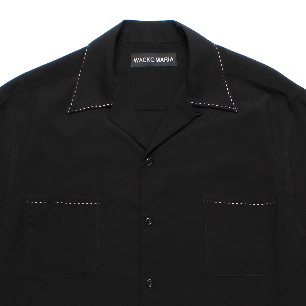 画像: WACKO MARIA/50'S OPEN COLLAR SHIRT（BLACK）［ピンポイントステッチ50'Sオープンカラーシャツ-25春夏］