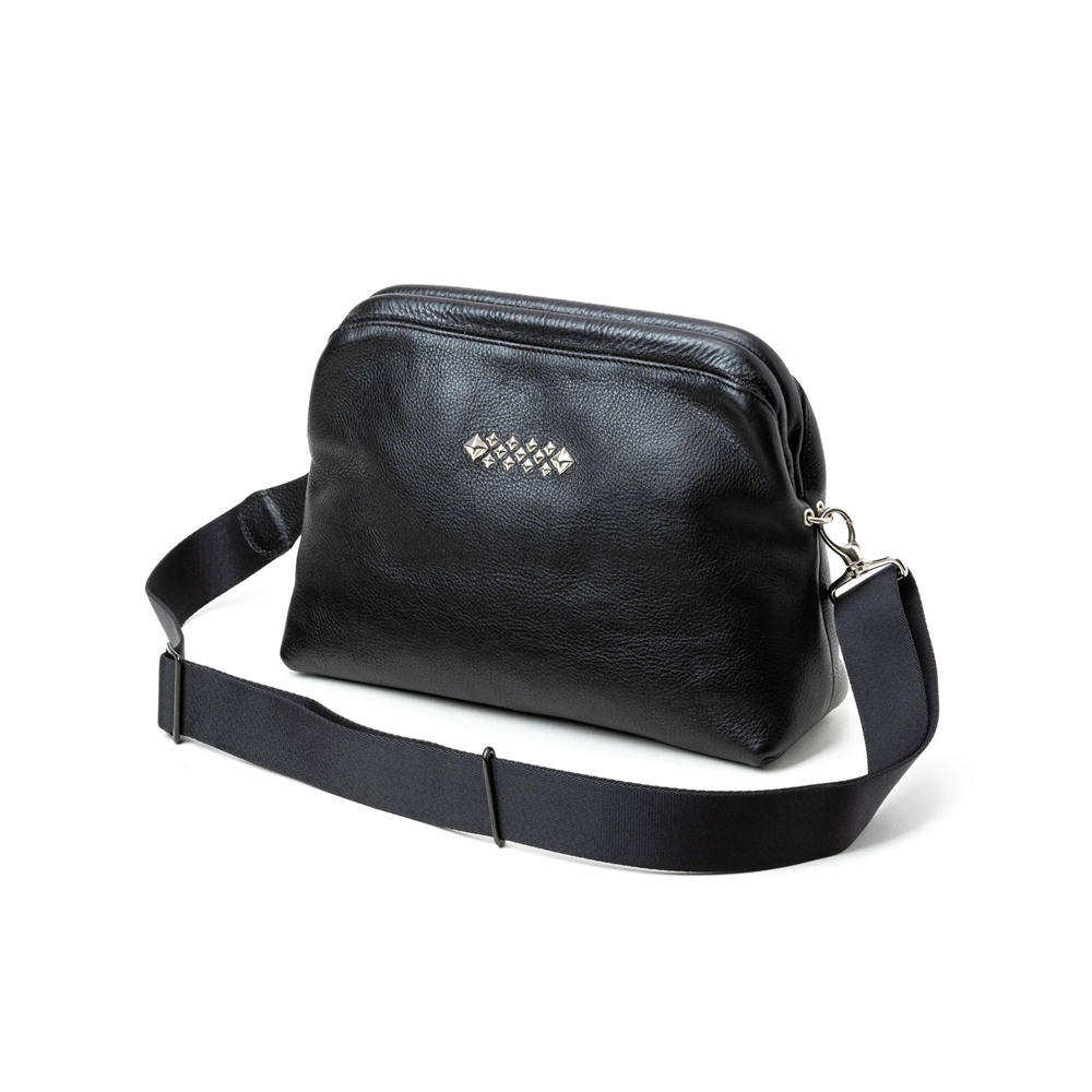 画像: CALEE/STUDS LEATHER SHOULDER BAG ＜INTERNAL FLEX FRAME TYPE＞（BLACK）［レザーショルダーバッグ-25春夏］