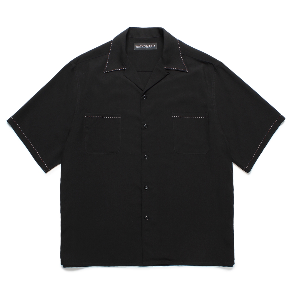 画像: WACKO MARIA/50'S OPEN COLLAR SHIRT（BLACK）［ピンポイントステッチ50'Sオープンカラーシャツ-25春夏］