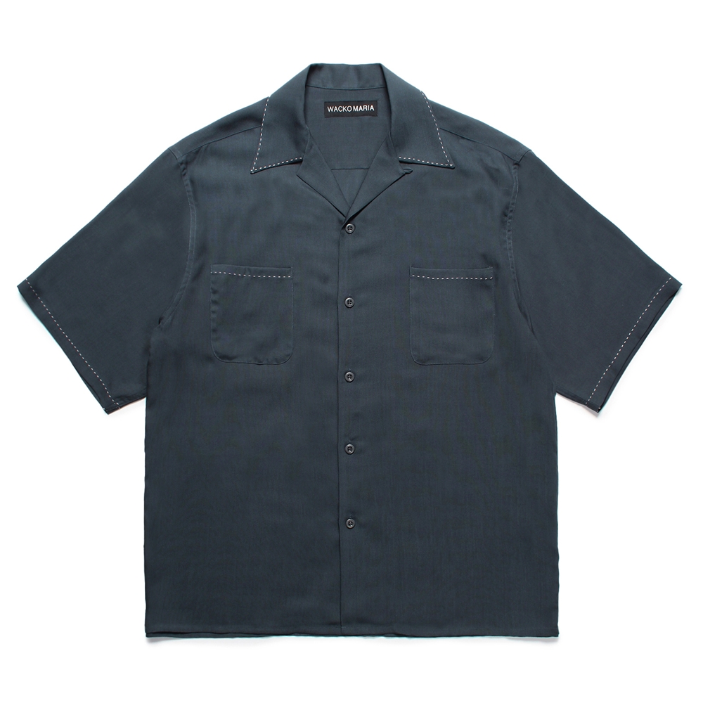 画像: WACKO MARIA/50'S OPEN COLLAR SHIRT（NAVY）［ピンポイントステッチ50'Sオープンカラーシャツ-25春夏］