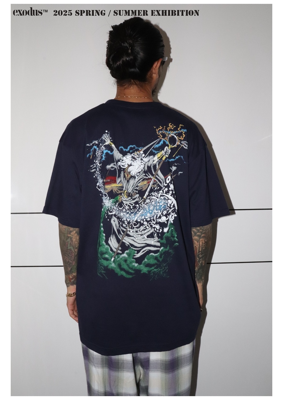 画像: exodus/WIZARD  Tee（NAVY）［プリントT-25春夏］
