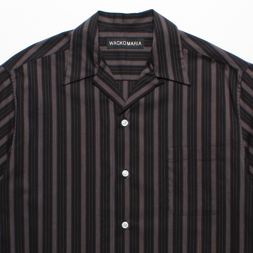 画像: WACKO MARIA/STRIPED OPEN COLLAR SHIRT（BLACK）［ストライプオープンカラーシャツ-25春夏］