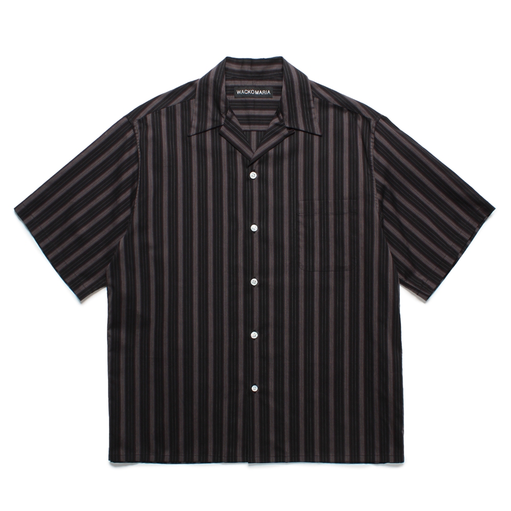 画像: WACKO MARIA/STRIPED OPEN COLLAR SHIRT（BLACK）［ストライプオープンカラーシャツ-25春夏］