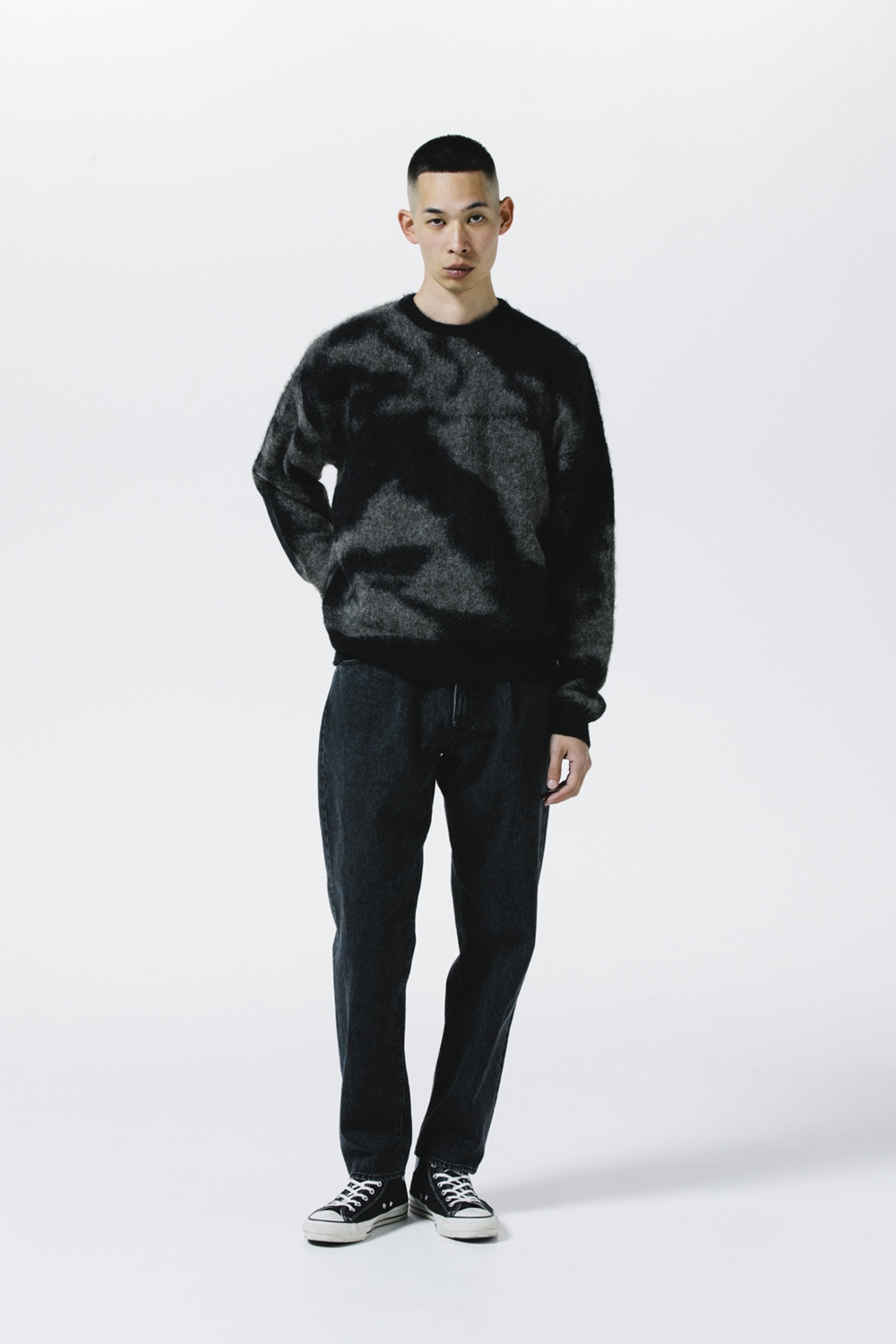 画像: 【25秋冬ご予約受付中！25年10月入荷予定】ROTTWEILER/R9 PAINTED KNIT（BLACK）［モヘアニット-25秋冬］