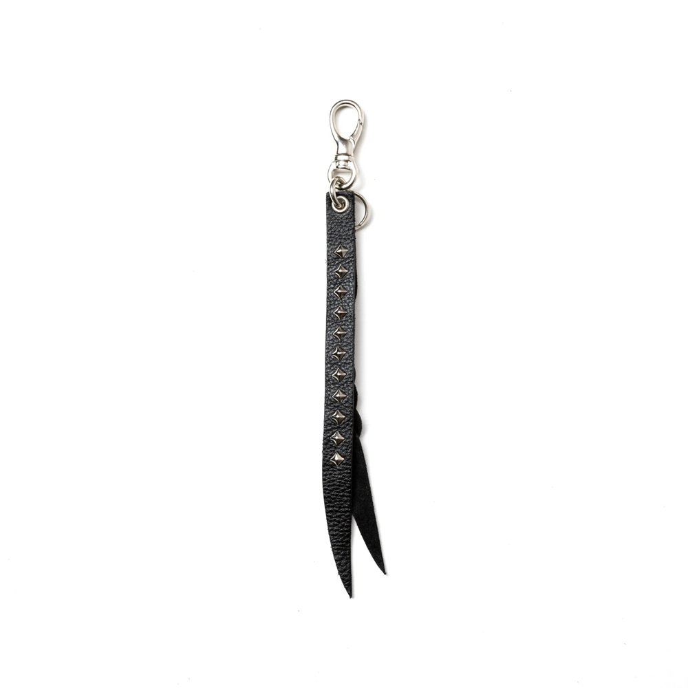 画像: CALEE/STUDS & KNITTING LEATHER SHORT KEY RING ＜TYPE B＞（BLACK/SILVER）［レザーショートキーリング-25春夏］