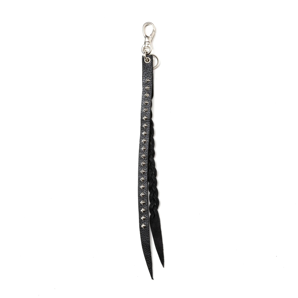 画像: CALEE/STUDS & KNITTING LEATHER LONG KEY RING ＜TYPE B＞（BLACK/SILVER）［レザーロングキーリング-25春夏］