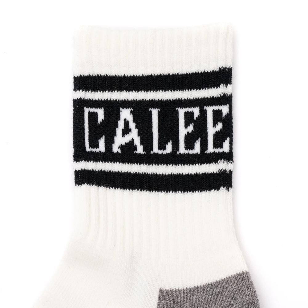 画像: CALEE/JACQUARD PILE LINE SOCKS（WHITE/BLACK）［ラインソックス-25春夏］