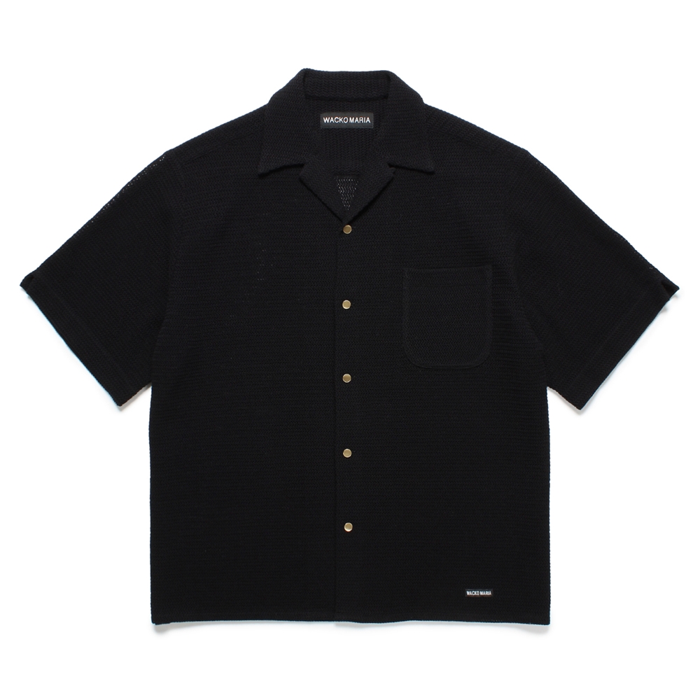WACKO MARIA/SUMMER KNIT OPEN COLLAR SHIRT（BLACK）［サマー