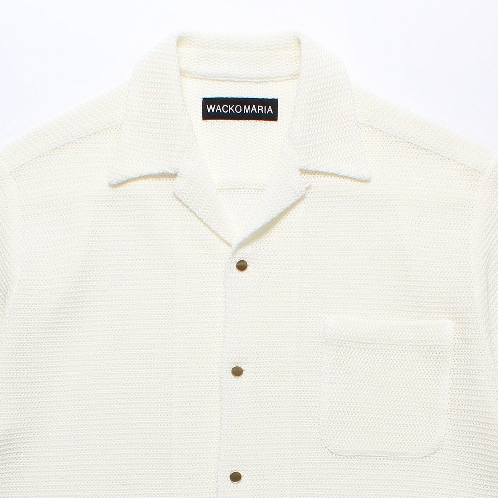 画像: WACKO MARIA/SUMMER KNIT OPEN COLLAR SHIRT（WHITE）［サマーニットオープンカラーシャツ-25春夏］