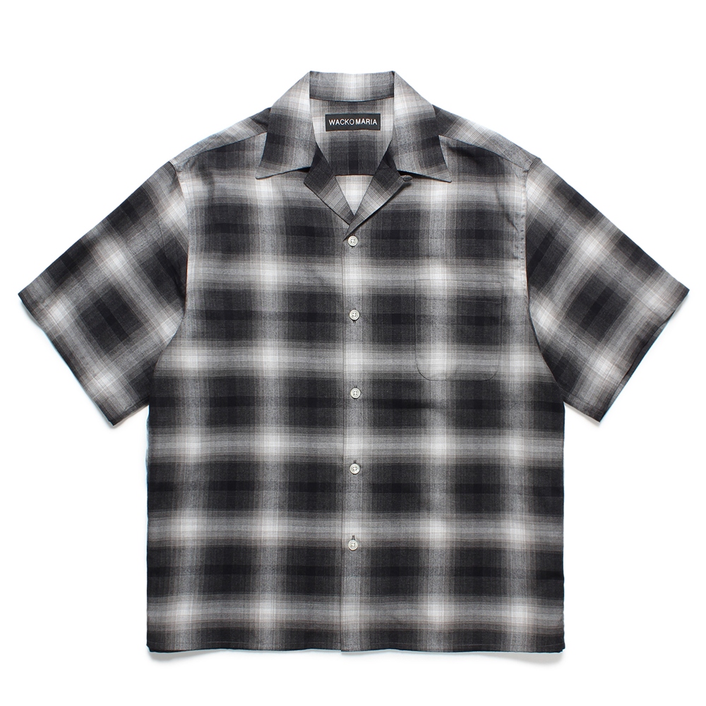画像: WACKO MARIA/OMBRE CHECK OPEN COLLAR SHIRT（GRAY）［オンブレチェックオープンカラーシャツ-25春夏］