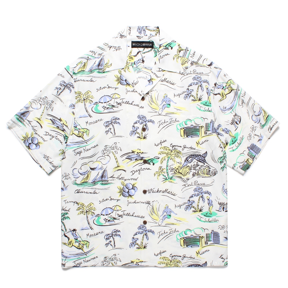 画像: WACKO MARIA/HAWAIIAN SHIRT（WHITE）［ハワイアンシャツ-25春夏］