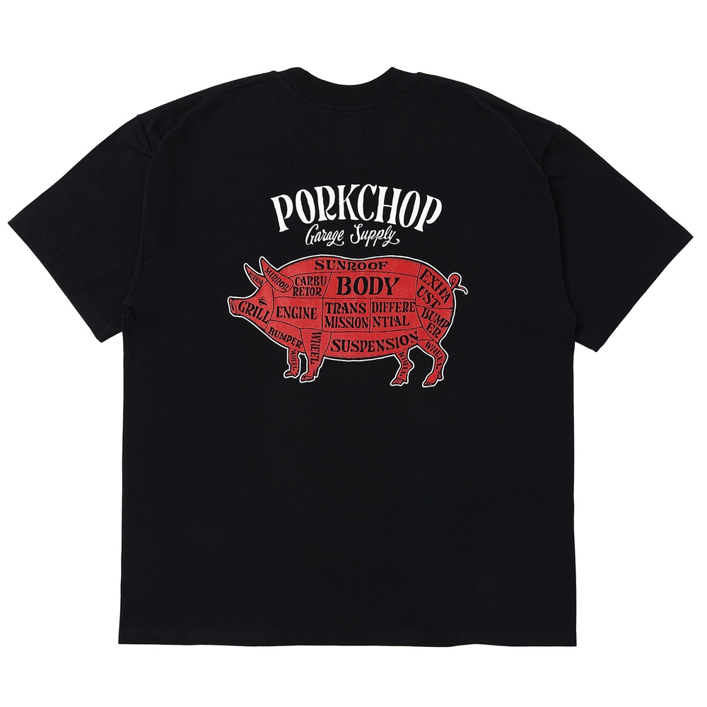 画像: PORKCHOP/PORK BACK TEE（BLACK）［ポークバックT-25春夏］
