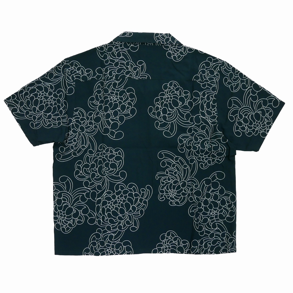 画像: 【30％OFF】BUENA VISTA/菊柄 S/S SHIRTS（BLACK）［菊柄オープンカラーシャツ-25春夏］