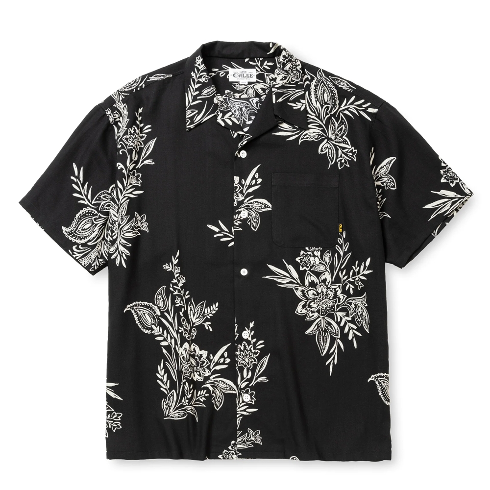 画像: CALEE/FLOWER PATTERN SH（BLACK）［フラワーパターンオープンカラーシャツ-25春夏］