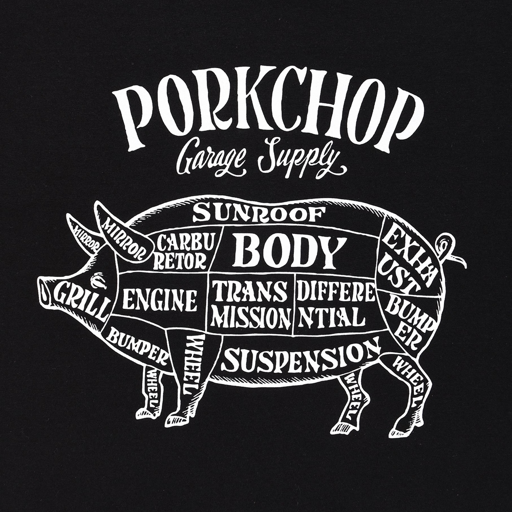 画像: PORKCHOP/PORK FRONT TEE 25（BLACK）［ポークフロントT-25春夏］