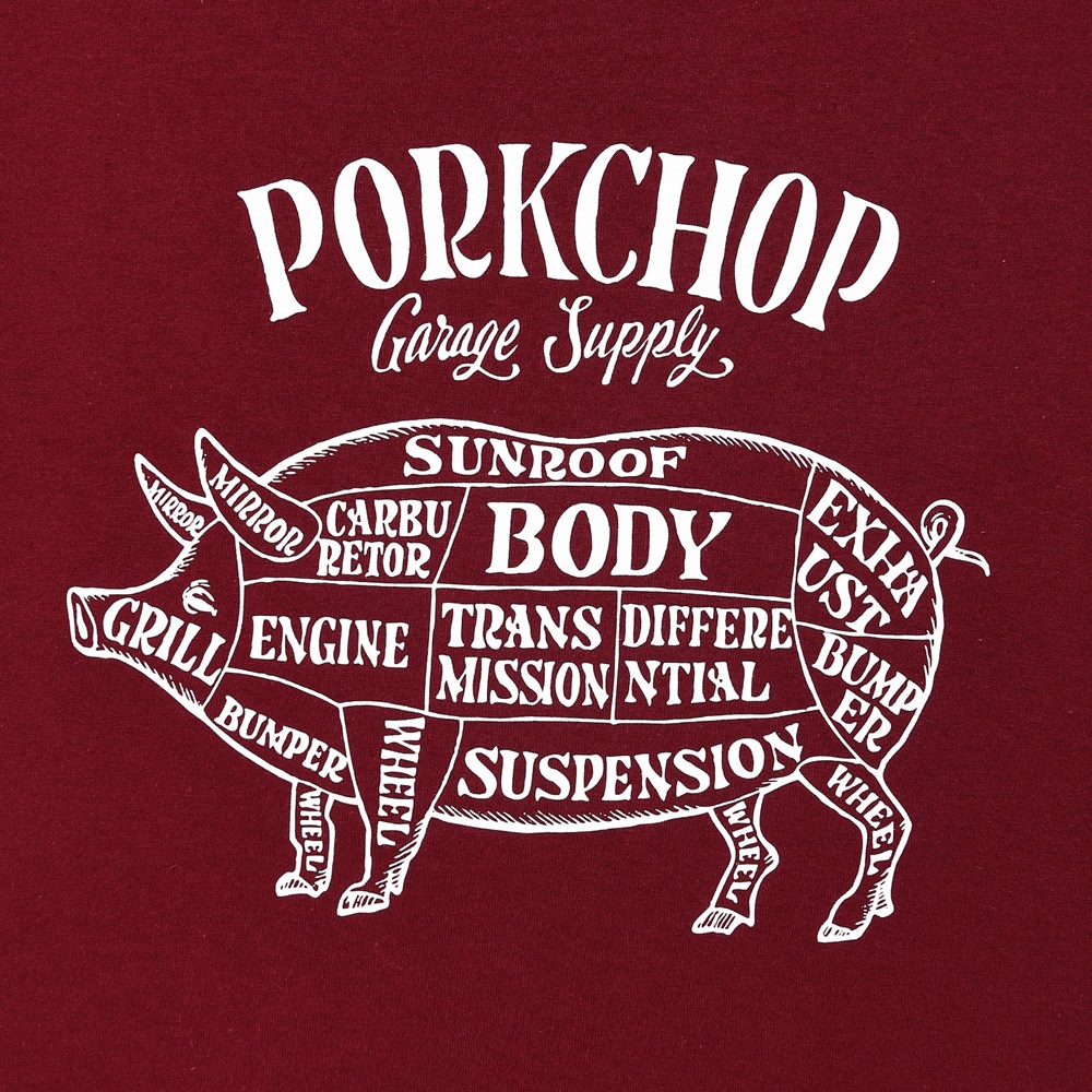 画像: PORKCHOP/PORK FRONT TEE 25（BURGUNDY）［ポークフロントT-25春夏］