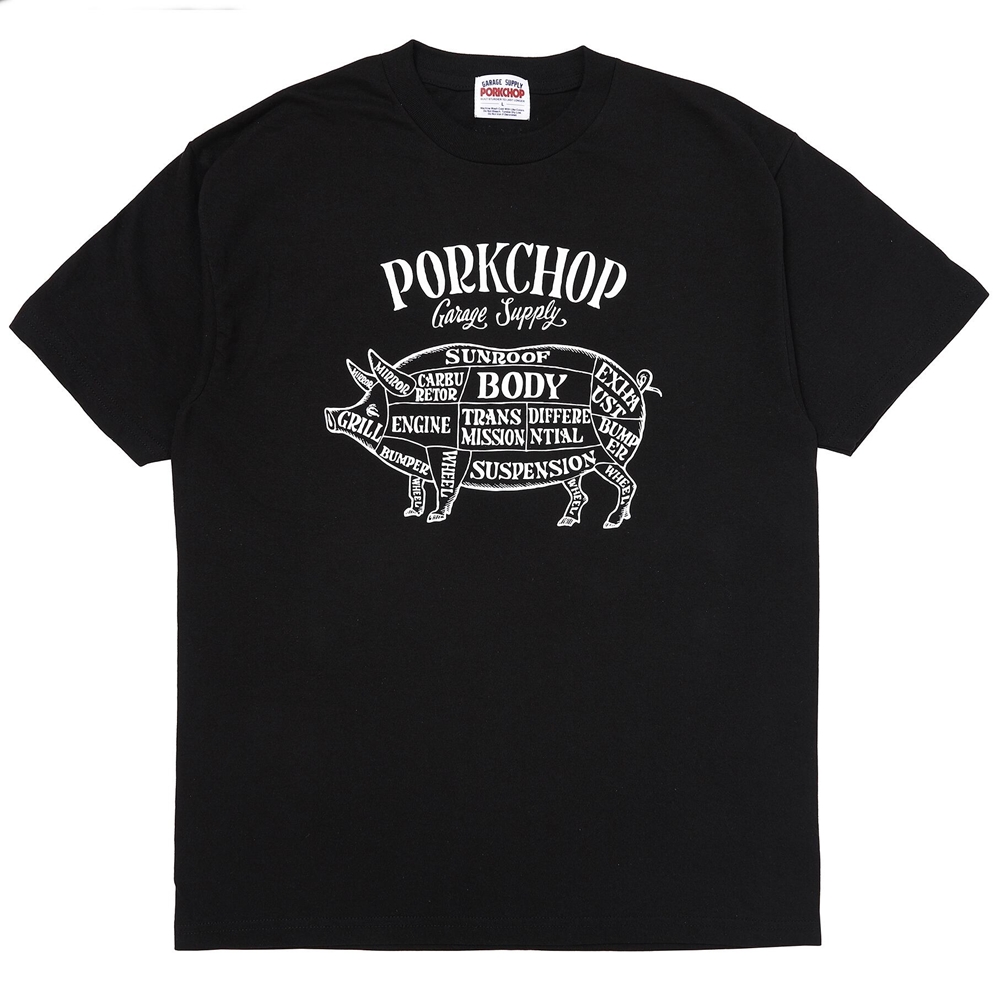 画像: PORKCHOP/PORK FRONT TEE 25（BLACK）［ポークフロントT-25春夏］