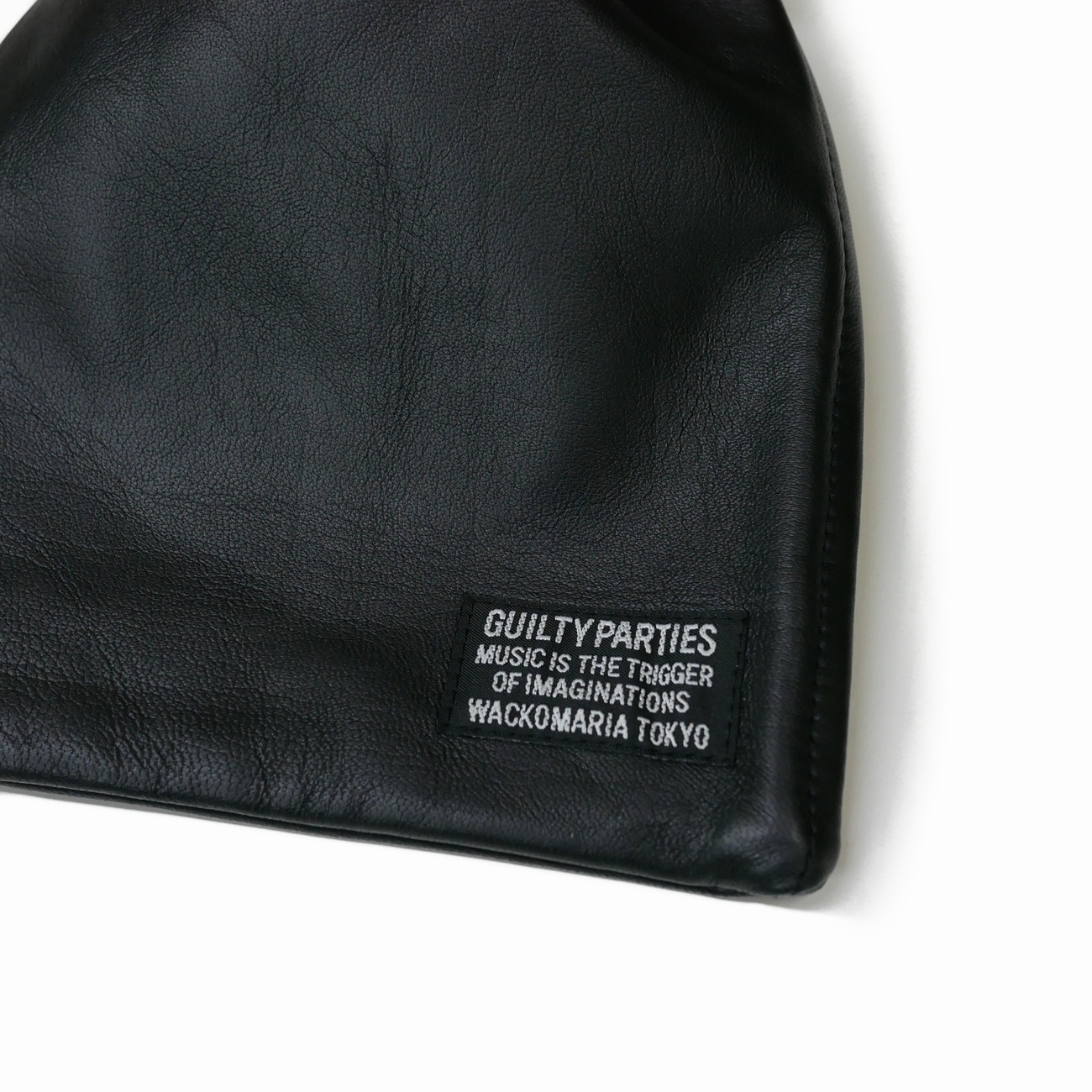 画像: WACKO MARIA/LEATHER DRAWSTRING BAG（BLACK）［レザードローストリングバッグ-25秋冬］