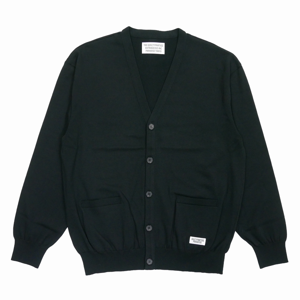 WACKO MARIA コットンカーディガン WACKO MARIA/COTTON KNIT CARDIGAN（BLACK）［コットンニット